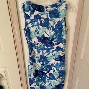 Blue and White Sleeveless Calvin Klein Dress